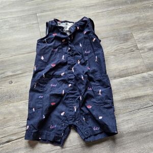 18M Boy Navy Blue Sleeveless Romper with Red and White Accents